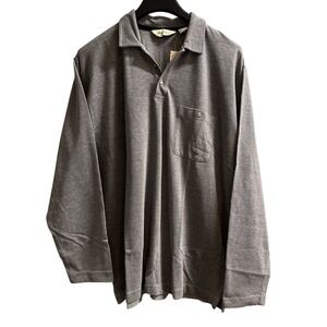 Vintage Eddie Bauer Top Mens XL Heathered Blue Collared Pullover Long Sleeve